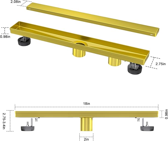 EXF Linear Shower Drain 18 Inch Brushed Gold - Image 4