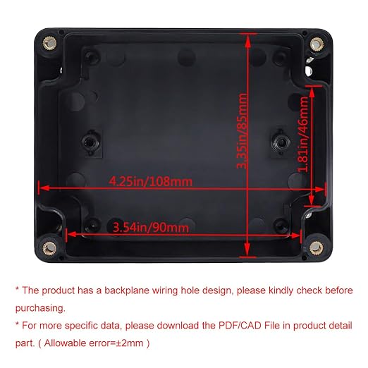ABS Plastic Electrical Project Case Power Junction Box, Project Box Black 4.5" - Image 5
