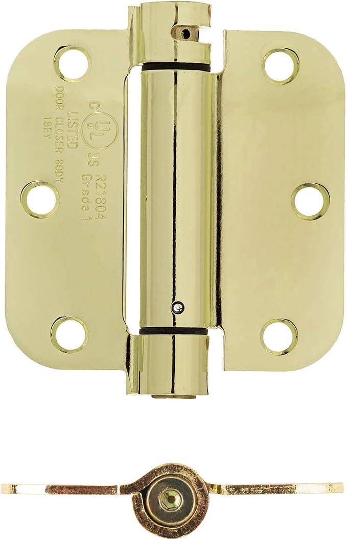 Amazon Basics Self-Closing Door Hinge, 3.5 Inch x 3.5 Inch, Polished Brass - Image 4