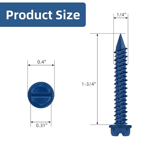 1/4" x 1-3/4" Blue Hex Head Concrete Screw Anchor Kit - Image 2