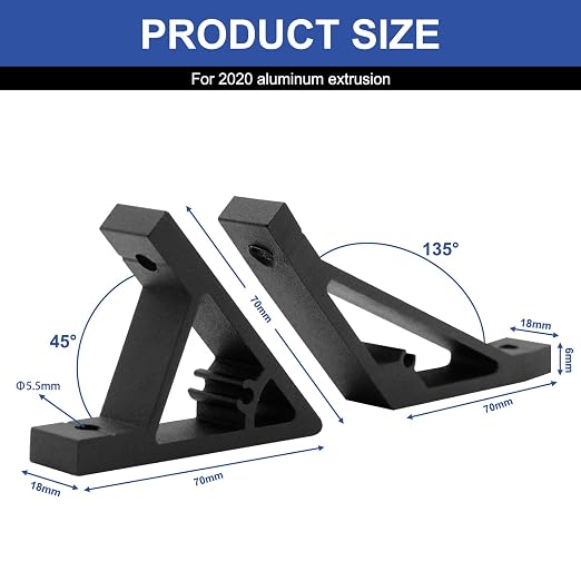 12 pcs Black 2020 45/135 Degree Angle Corner Bracket 2020 Extrusion Hardware - Image 2