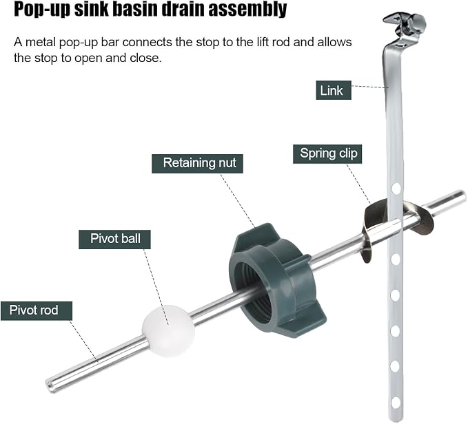 2pcs Sink Ball/Pivot Rod Replacement Parts Bathroom Sink Drain Stopper Kit - Image 5