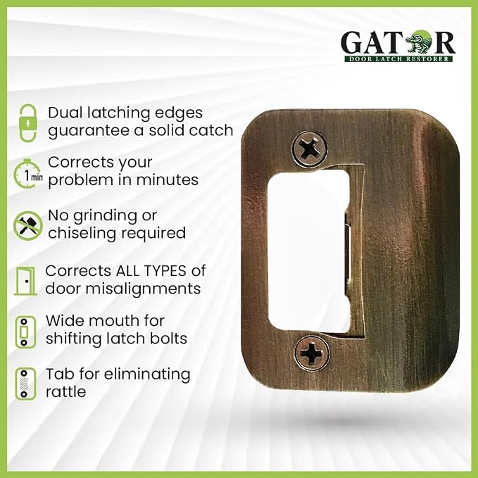 Gator Door Strike Plate 2-1/4" Latch Restorer, No Chiseling, 2-1/4" x 1-3/4" - Image 5