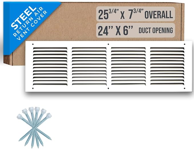 Fits 24x6 Duct Opening | Steel Return Air Grille by Handua | Vent Cover Grill by Handua