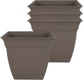 The HC Companies Eclipse Square Planter Pot, 6 Inch, Cappuccino, Attached Saucer by TheHCCompanies