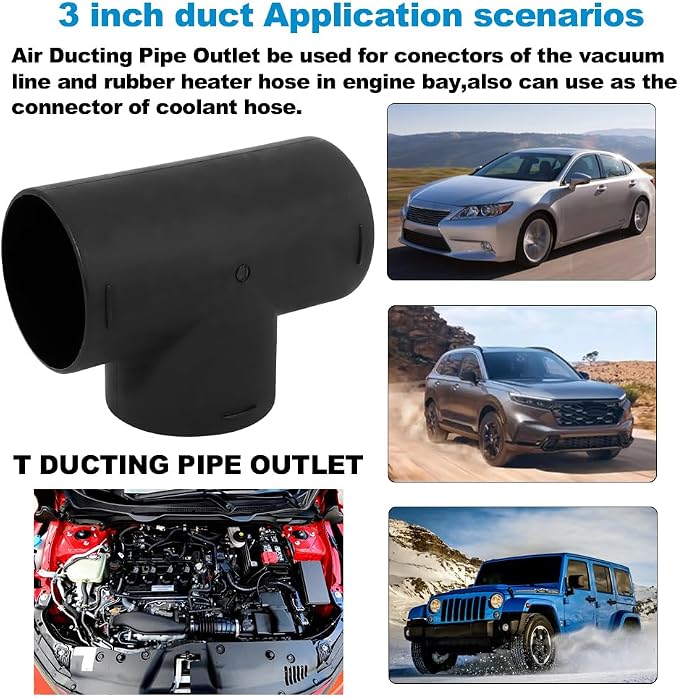 75mm Car Heater Warm 3 Way Air Ducting Pipe, Universal T Shape Outlet Connector - Image 6