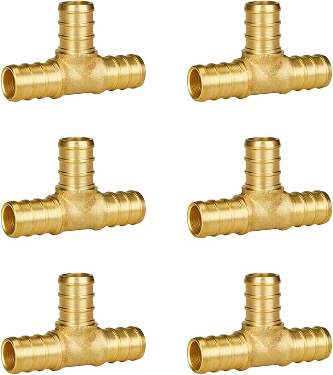 6-Pack 1/2" PEX Tee, PEX Fittings 1/2 Inch Tee | Brass by SUNGATOR