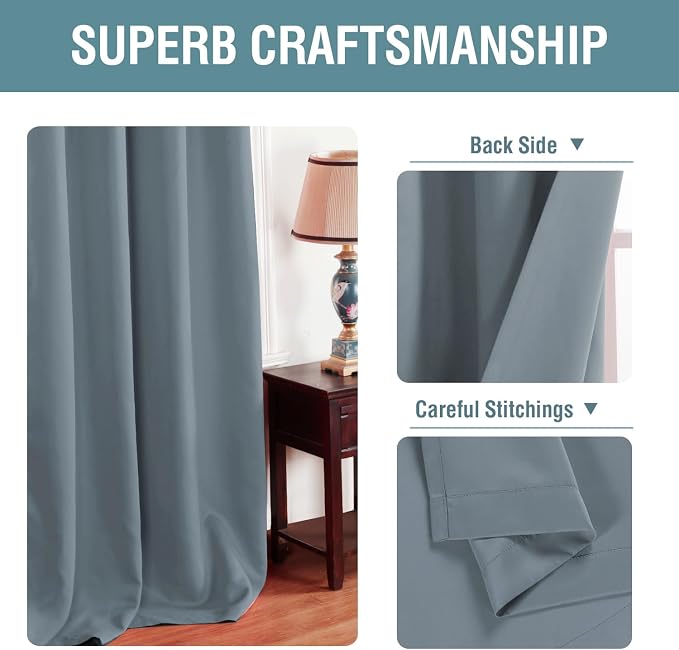 H.VERSAILTEX Blackout Thermal Insulated Curtains 63 Inche Length Light Blocking - Image 3