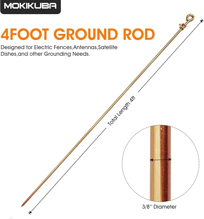 4 Foot Ground Rod, Oval-eye Grounding Bar - Image 2