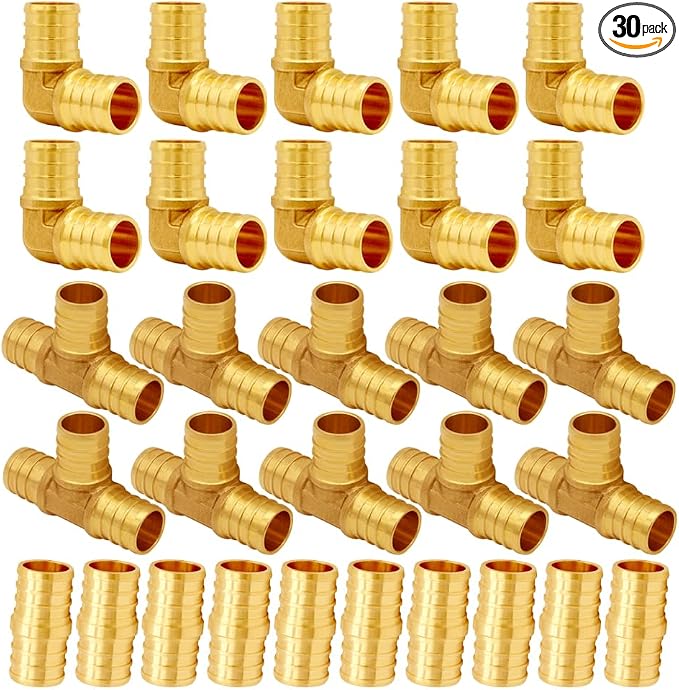 Uenede Brass 3/4 Inch PEX Coupling Crimp Pipe Tube Fitting Kit by Uenede