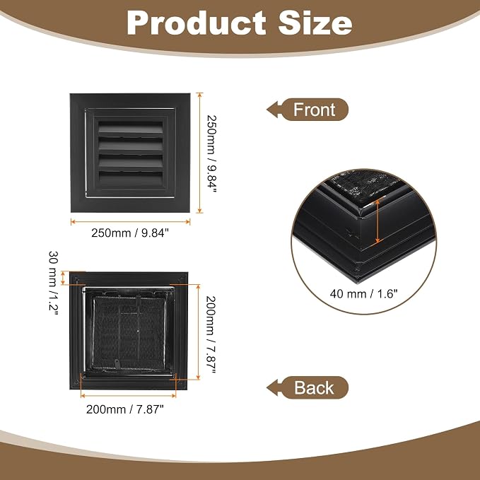 PATIKIL 8" x 8" Return Air Vent Cover, Aluminum Alloy - Image 2