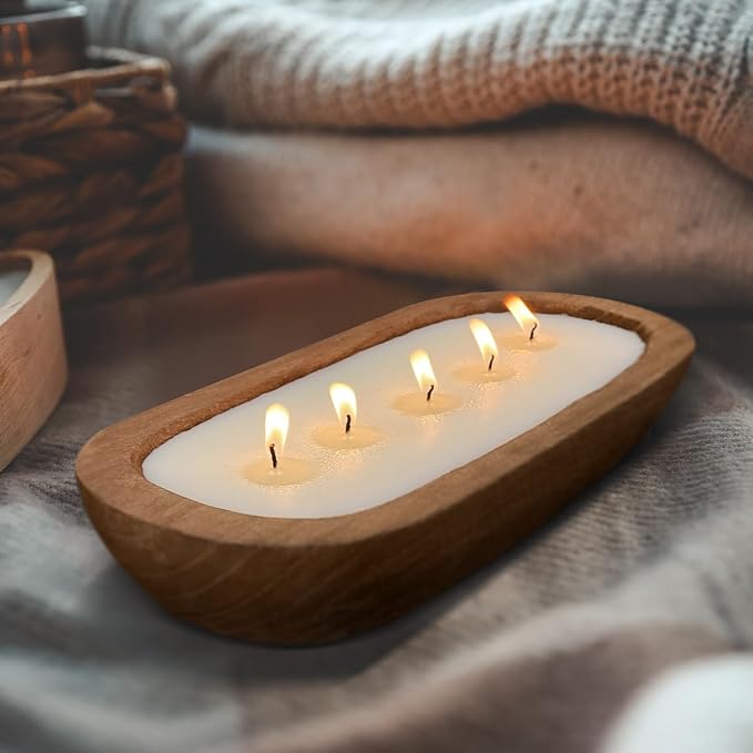 Aromatherapy Candle, SEVEYEE Lavender Candle 5wicks 16oz, Large Wooden Bowl - Image 7