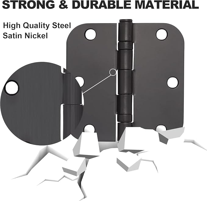Vervida® Matte Black Door Hinges 3.5 x3.5in 3 Pack Interior 5/8 Radius | 3 - Image 2