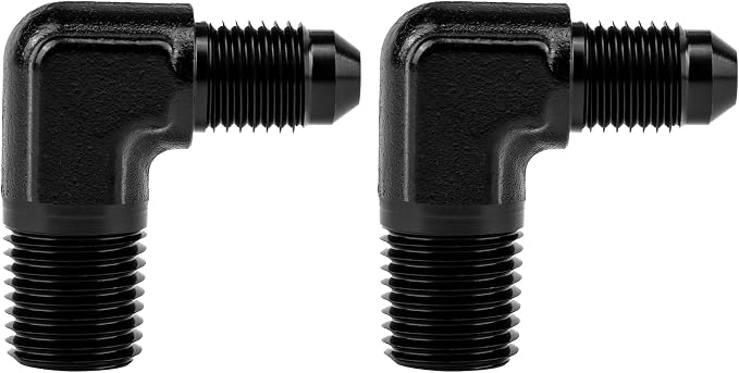 EVIL ENERGY 4AN to 1/4" NPT Male 90 Degree Fitting Adapter Aluminum 2PCS by EVILENERGY