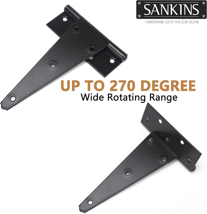 10 Inch T-Strap Shed Door Hinges Heavy Duty, Yard Door, Barn Door Gates - Image 3