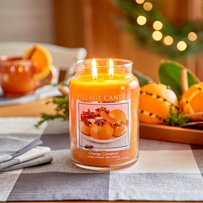 Village Candle Orange Cinnamon Large Glass Apothecary Jar, Scented Candle - Image 2