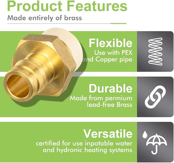 12 Pack 1/2" Pex-A x 1/2" CPVC Transition Adapter Heavy Duty Brass Barb PEX - Image 4