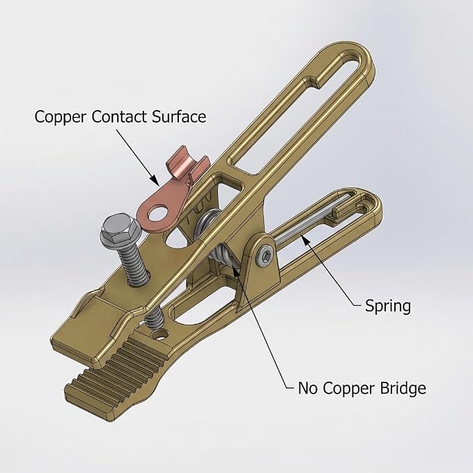 QWORK 260/300/500A Ground Welding Earth Clamp, Brass A-shape Welding Ground - Image 4