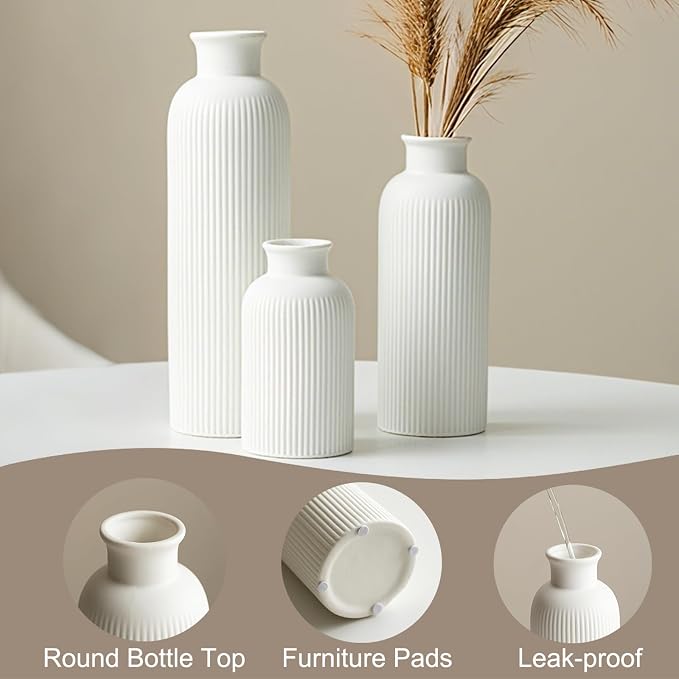Modern Ceramic Vase Set, 3-Piece Decorative Vases - Image 3