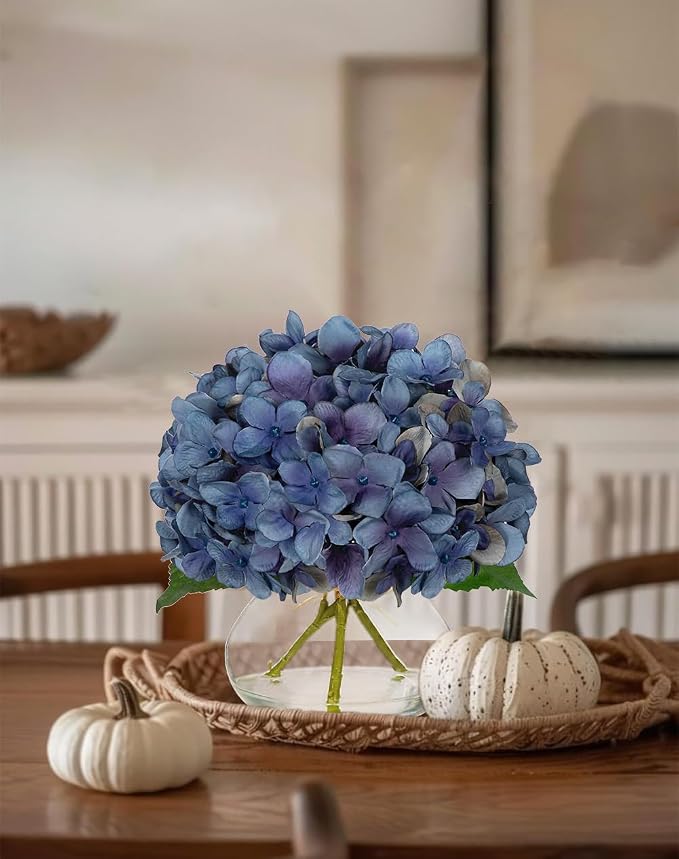 Hollyone Blue Hydrangea Fall Flowers Artificial - Image 6