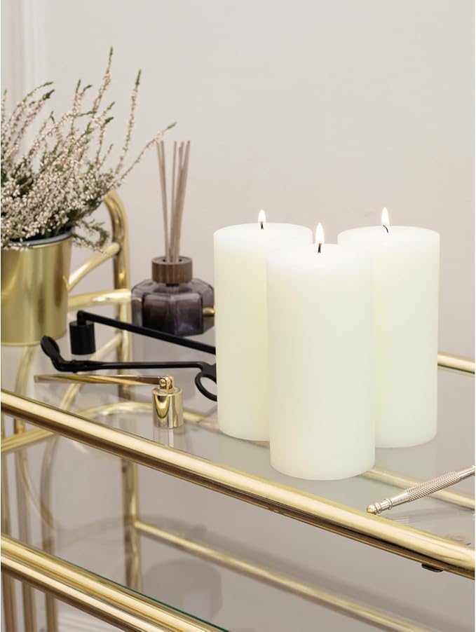 Large Pillar Candles 3x6 Inch – Set of 3 Unscented Dripless Ivory Candles - Image 5