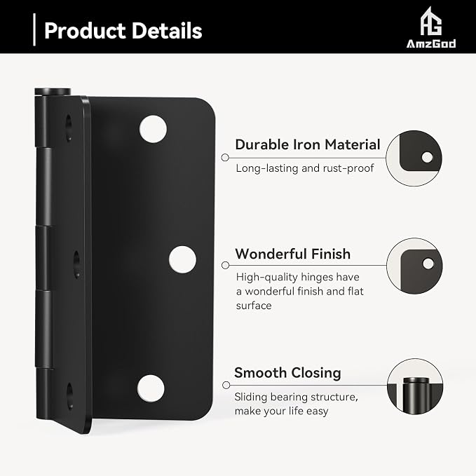 Door Hinges Matte Black - Image 5