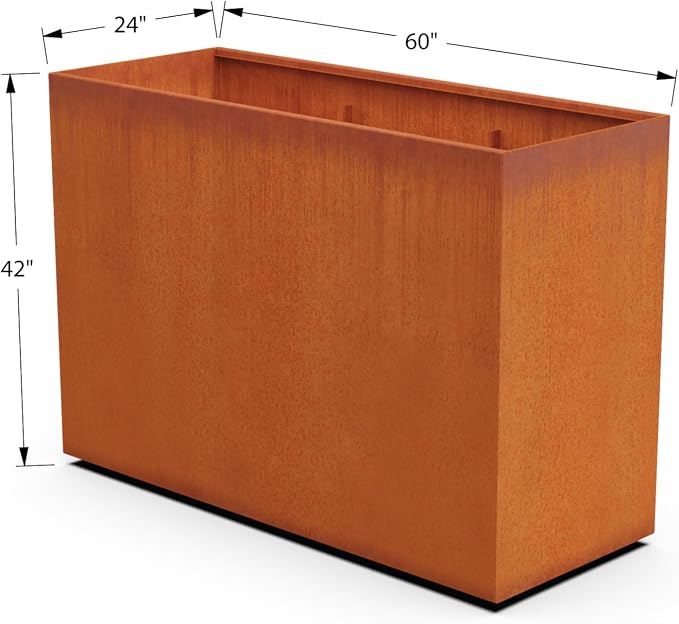 Large Rectangular Planters for Outdoor Plants – 60x24x42 Corten Steel Planter - Image 5