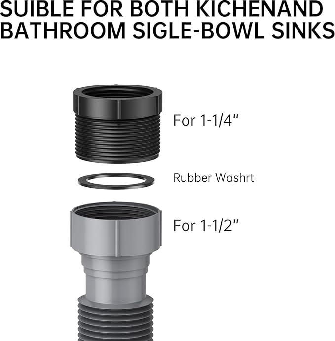Flexible Expandable P-Trap Kit for Double Kitchen Sink Drain - Image 4