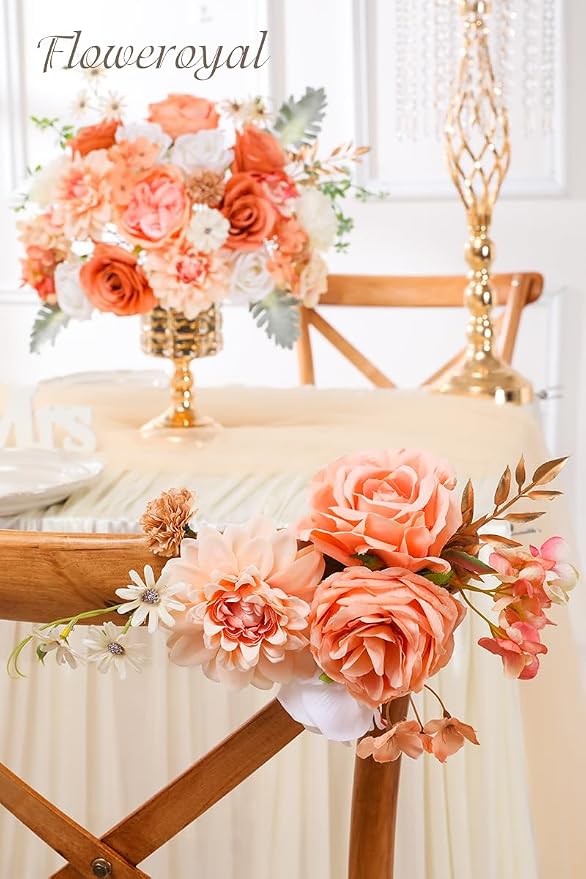 Artificial Flowers Combo Champagne Flowers Mix Silk Flowers Dahlia Roses - Image 4
