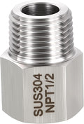 1 Pack 304 Stainless Steel FeMale to Male Adapter, 1/2" FeMale NPT x 1/2" Male by Rebower