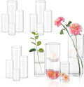 16 PCS Clear Cylinder Vases for Centerpieces by UPBUD