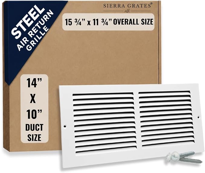 14x10 Air Return Vent Cover, Solid Steel White, 20 Pack - Image 2
