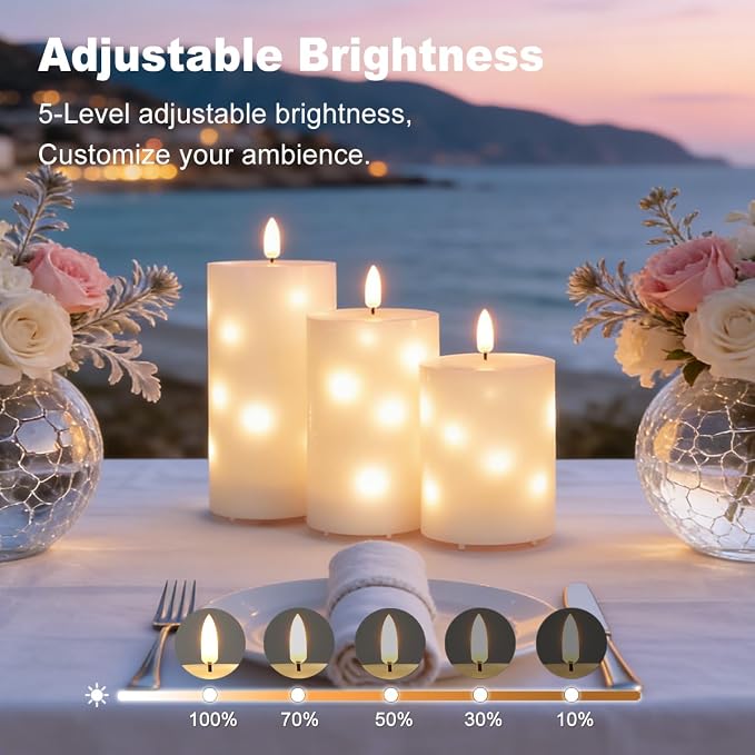 LEDHOLYT Rechargeable Glass LED Flameless Candles, Embedded Star String - Image 4