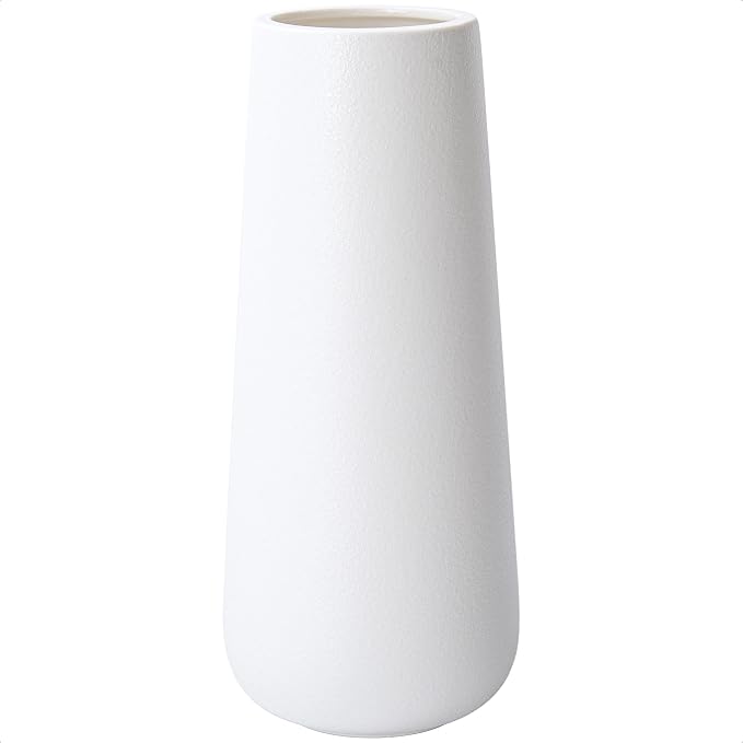 D'vine Dev 11 Inch Ceramic Flower Vase Textured Finishing, Minimalist Design by DvineDevPlanterPotsandStand