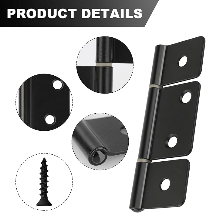 Three Leaf Non-Mortised Hinge for Mobile Home & RV Interior 8 Packa Black Door - Image 6