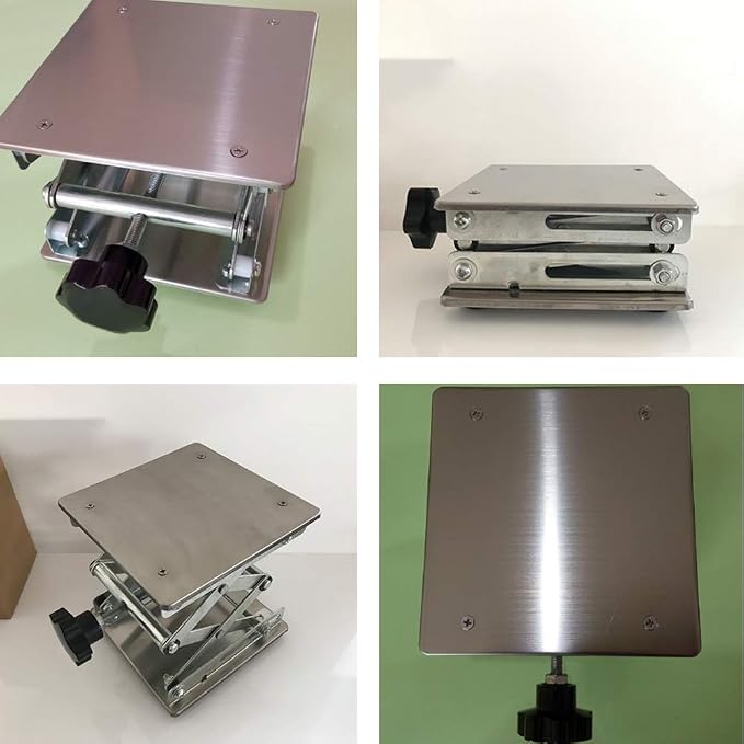 LabZhang 6" x 6" Stainless Steel Lab Jack Scissor Stand Platform Table | Lab - Image 2