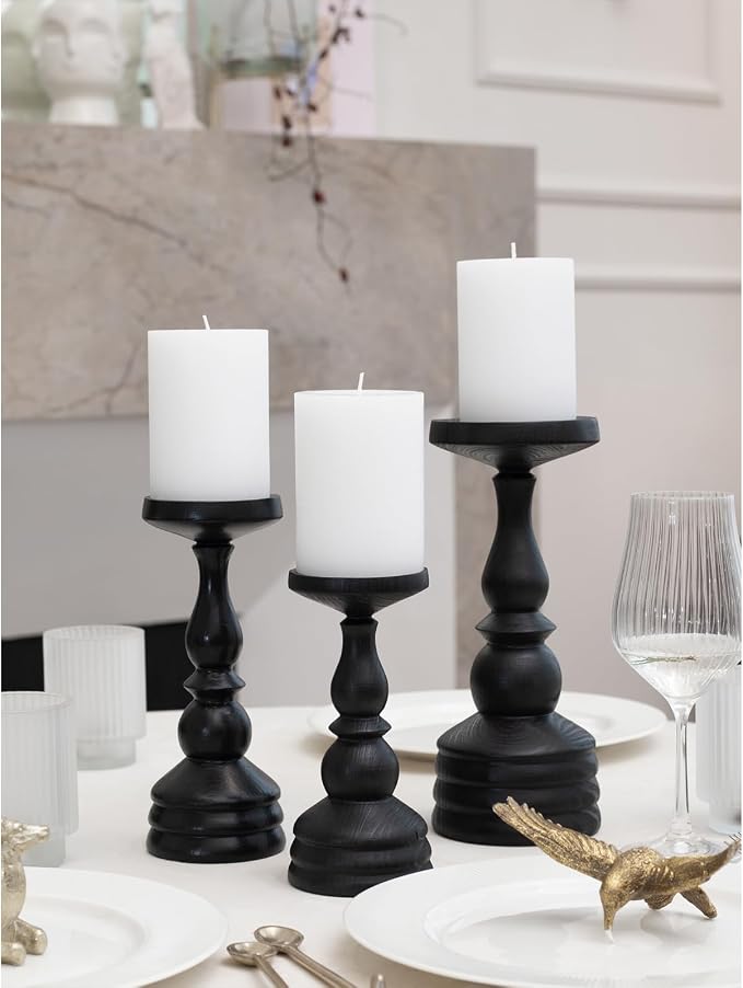 3x4 inch Pillar Candles Set of 3 – Unscented Dripless Rustic White Candles - Image 3
