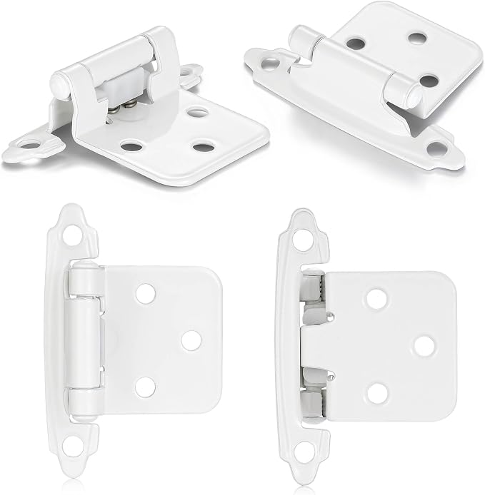 White Cabinet Hinges, 1/2” Overlay, 4 Pack | - Image 6