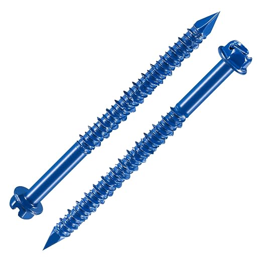 Wensilon 3/16" * 3-1/4" Slotted Hex Concrete Screws Anchor Blue Hexagon Head by Wensilon