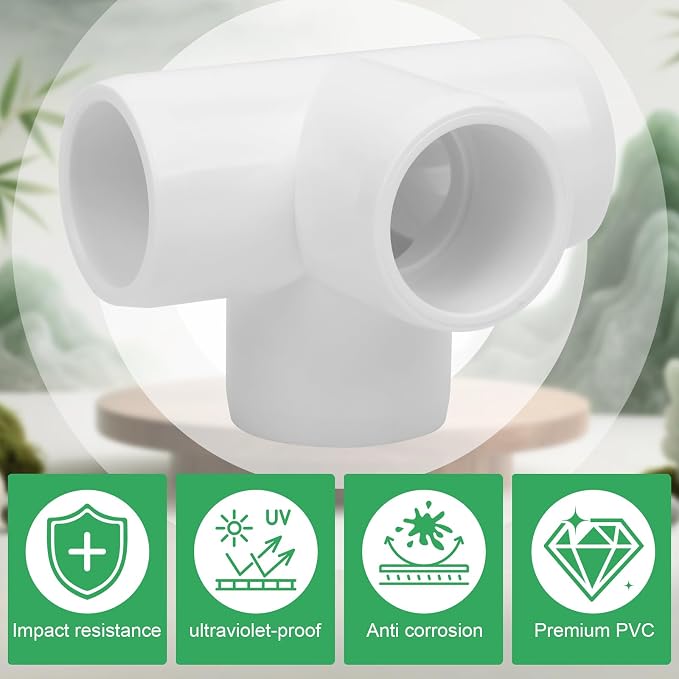 20Pack 1/2IN 4-Way Elbow PVC Pipe Fittings Furniture Grade SCH40 4 Way Side - Image 4