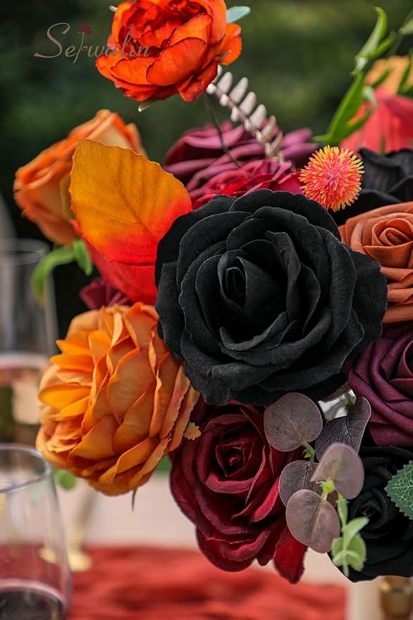 Serwalin Black Orange Artificial Flowers Combo Fall Flowers - Image 7