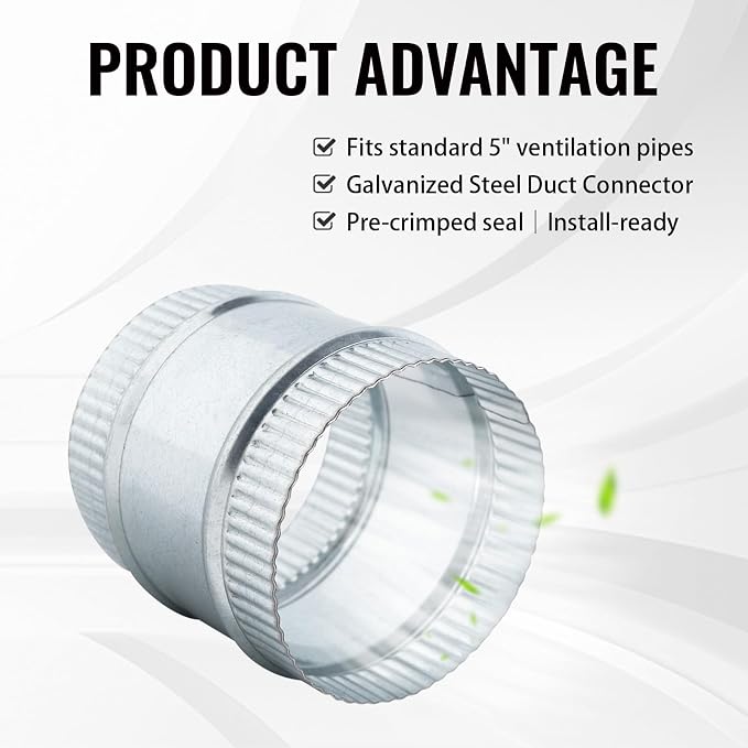 5 Inch Round Galvanized Steel Duct Connector - Image 4