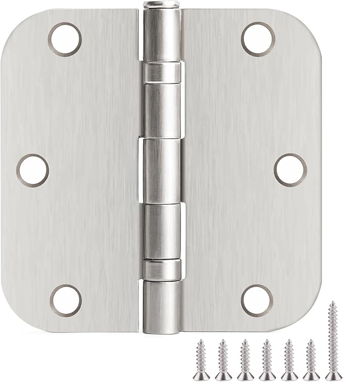TDCHINGES Rounded Brushed Nickel Door Hinges 3.5" 5/8" Radius Lasting Mute | 1 by TDCHINGES