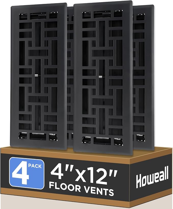 Howeall 4x12 Inches 4 Pack Heavy Duty Walkable Floor Register by Howeall