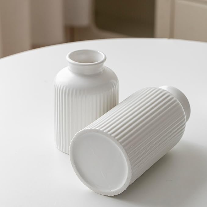 Large Modern Ceramic Vase Set, 10 Inch Tall, 4 Inch Width, 3-Piece Decorative - Image 8