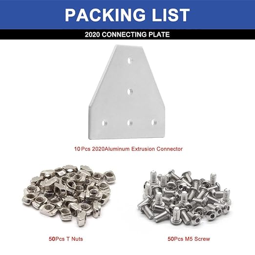 10pcs 2020 Extrusion Joint Plate Connector Corner T Bracket Silver | 8020 V - Image 3
