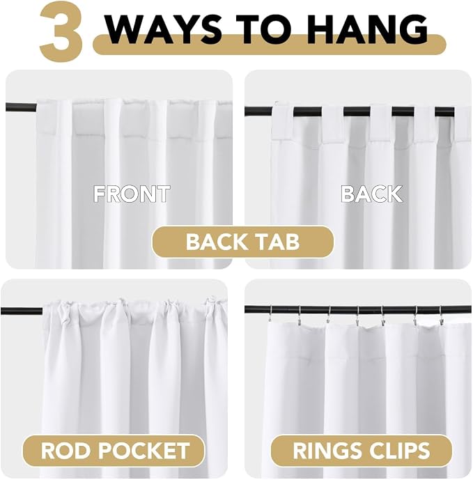 H.VERSAILTEX Back Tab White Curtains 90 Inch Long - Image 4