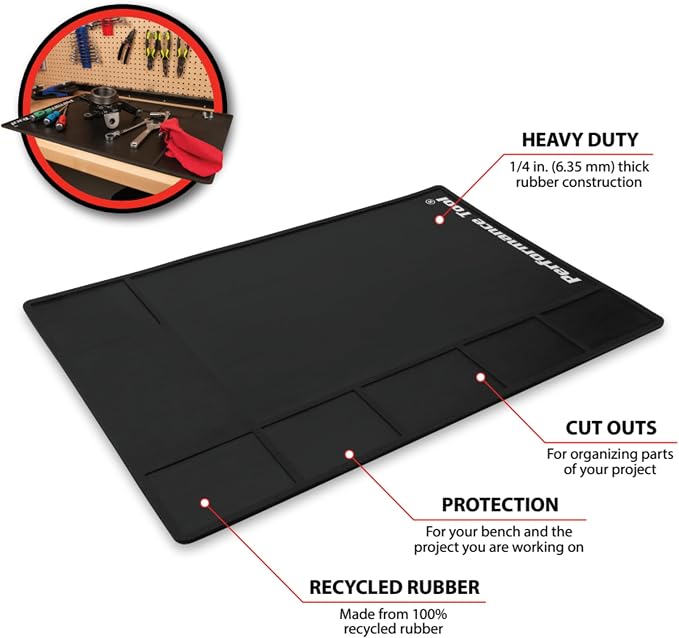 Performance Tool W88960 Heavy Duty 1/4 in. Thick Rubber Work Mat - Image 2