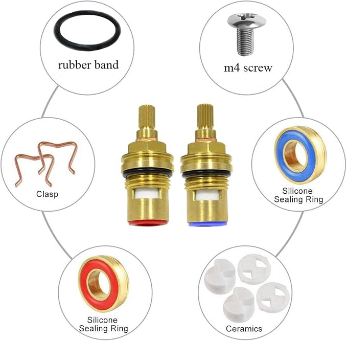 Huashan Replacement Brass Ceramic Disc Stem Cartridge Faucet Valve Quarter Turn - Image 5