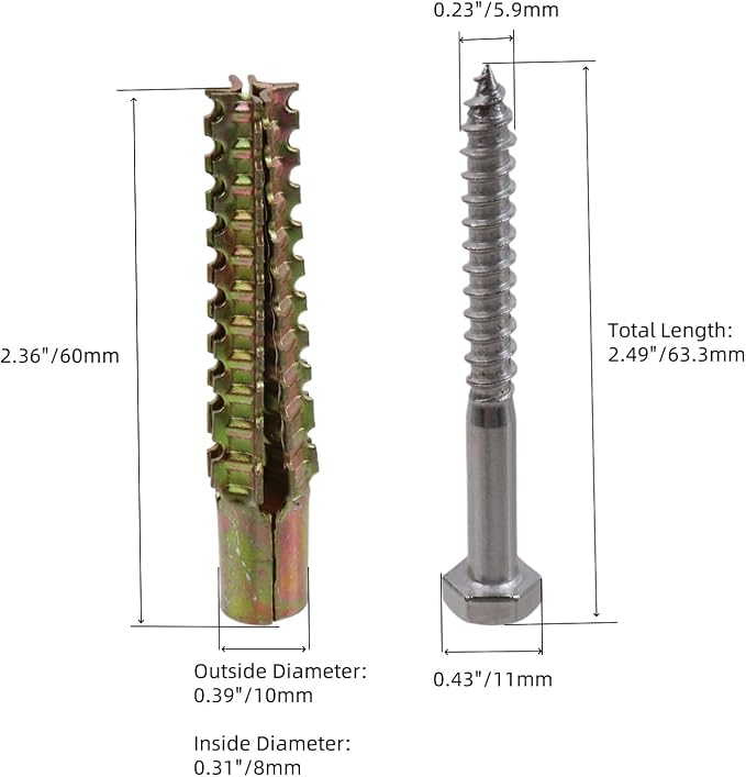 20 Pcs M8 Tree Shaped Hollow Wall Anchors - Image 2